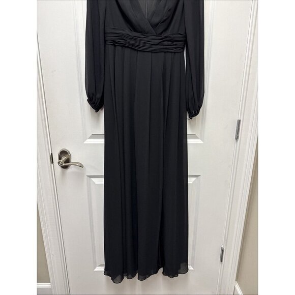 Mac Duggal Size 6 Black 55694 Embellished Shoulder Blouson Sleeve Gown Dress New - Picture 8 of 12